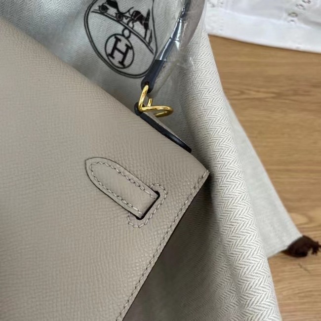 Hermes Kelly 25cm Shoulder Bags Epsom KL2755 gray&gold-Tone Metal