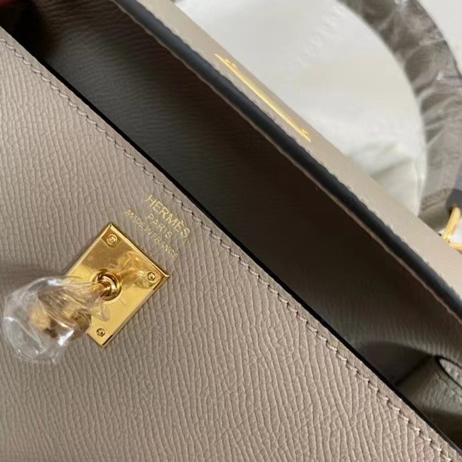 Hermes Kelly 25cm Shoulder Bags Epsom KL2755 gray&gold-Tone Metal