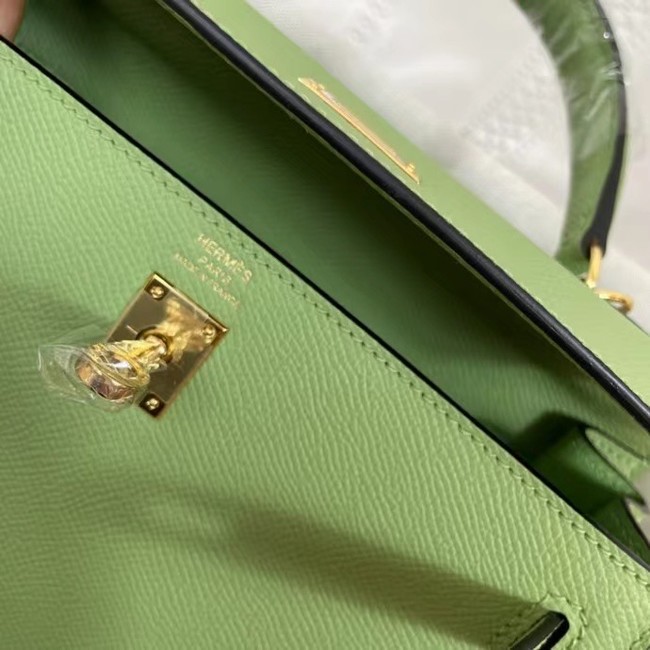 Hermes Kelly 25cm Shoulder Bags Epsom KL2755 green&gold-Tone Metal