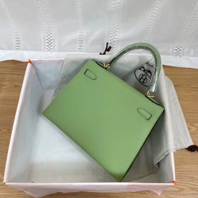 Hermes Kelly 25cm Shoulder Bags Epsom KL2755 green&gold-Tone Metal