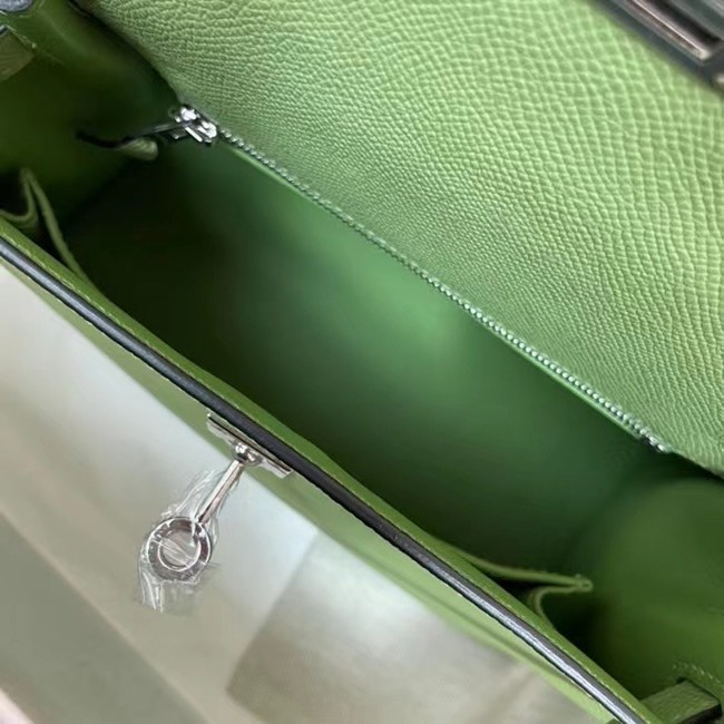 Hermes Kelly 25cm Shoulder Bags Epsom KL2755 green&silver-Tone Metal