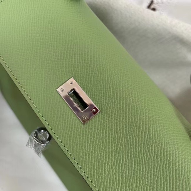 Hermes Kelly 25cm Shoulder Bags Epsom KL2755 green&silver-Tone Metal