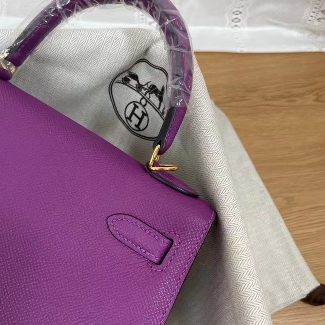 Hermes Kelly 25cm Shoulder Bags Epsom KL2755 purple&gold-Tone Metal