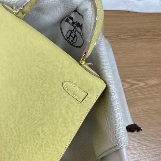 Hermes Kelly 25cm Shoulder Bags Epsom KL2755 yellow&gold-Tone Metal