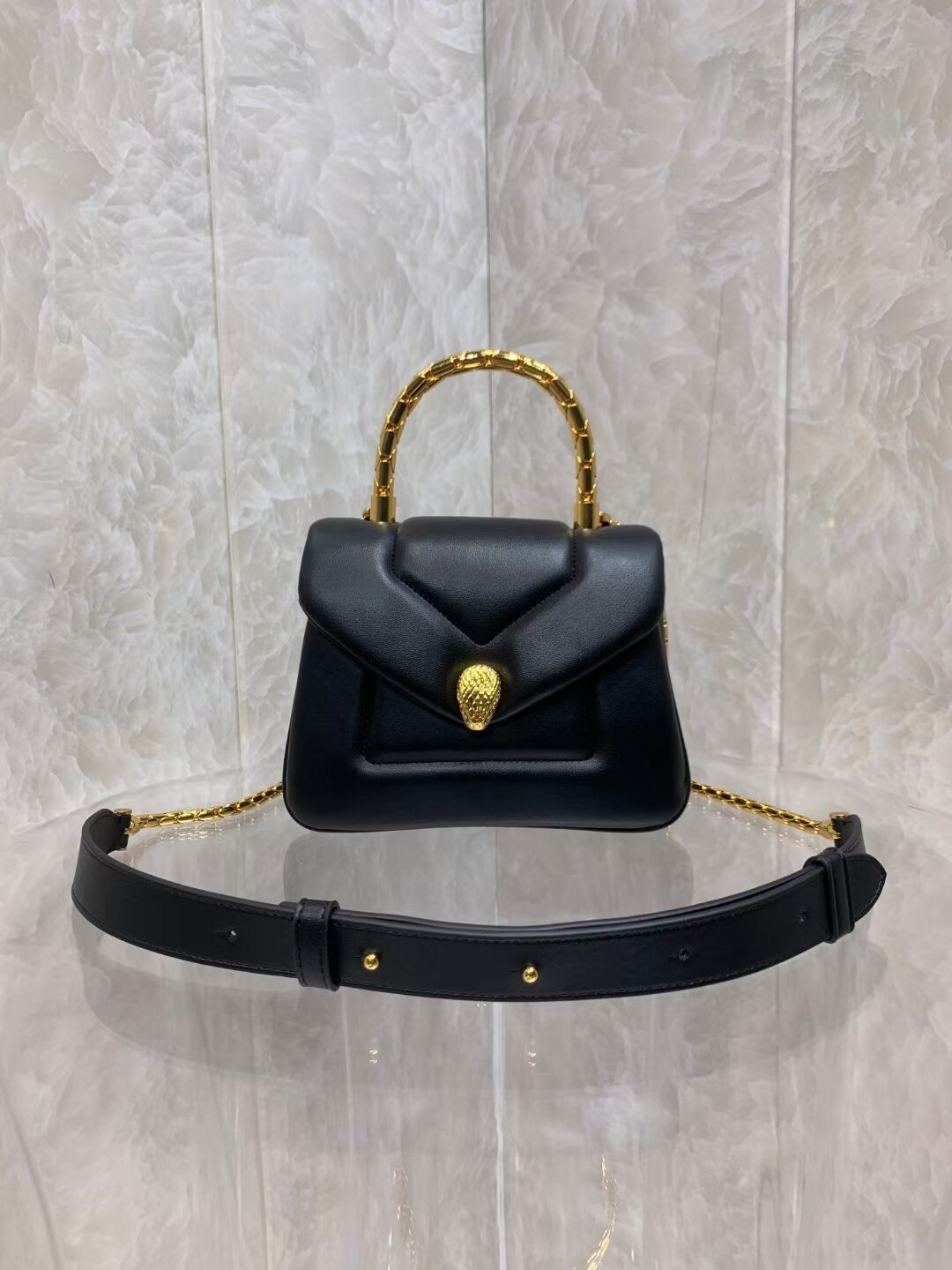 Bvlgari Serpenti Forever leather crossbody bag B282923 black