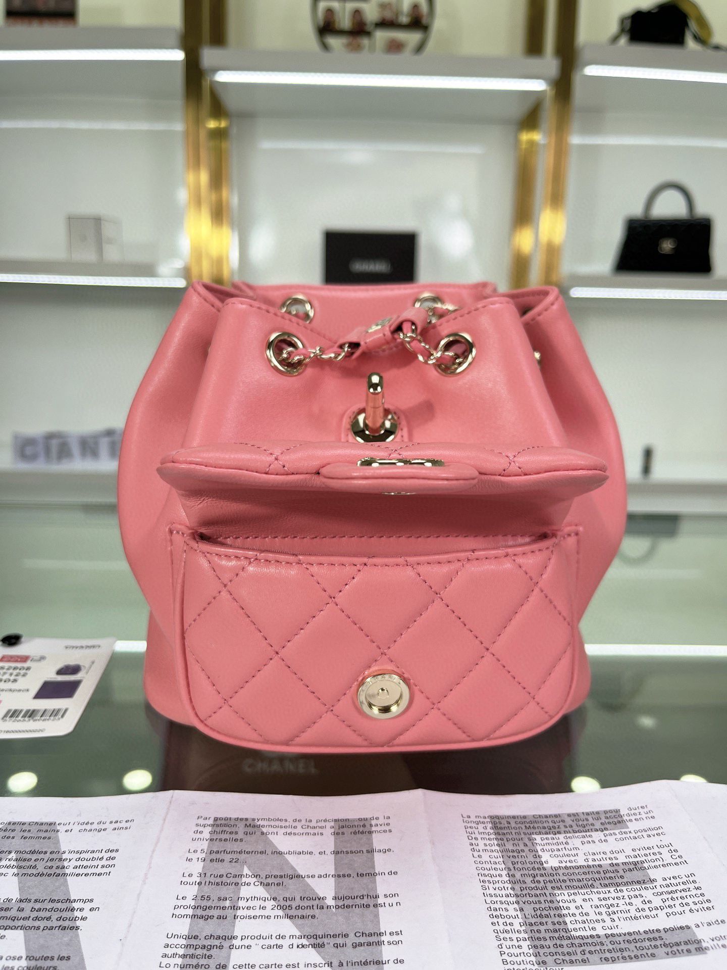 Chanel Backpack Sheepskin Original Leather AS2908 Pink