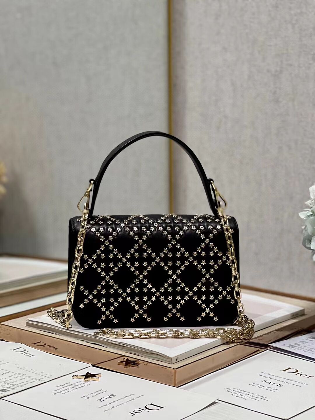 DIOR BAG Lucky Star Cannage Lambskin C2628 BLACK