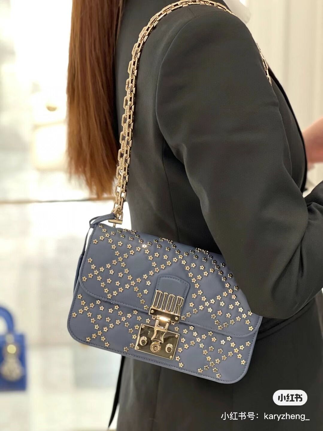 DIOR BAG Lucky Star Cannage Lambskin C2628 blue