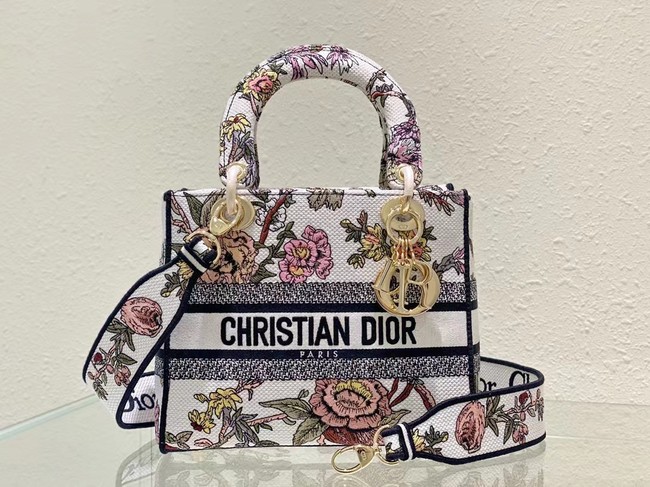 DIOR MEDIUM LADY D-LITE BAG Multicolor Dior Jardin Botanique Embroidery M0565