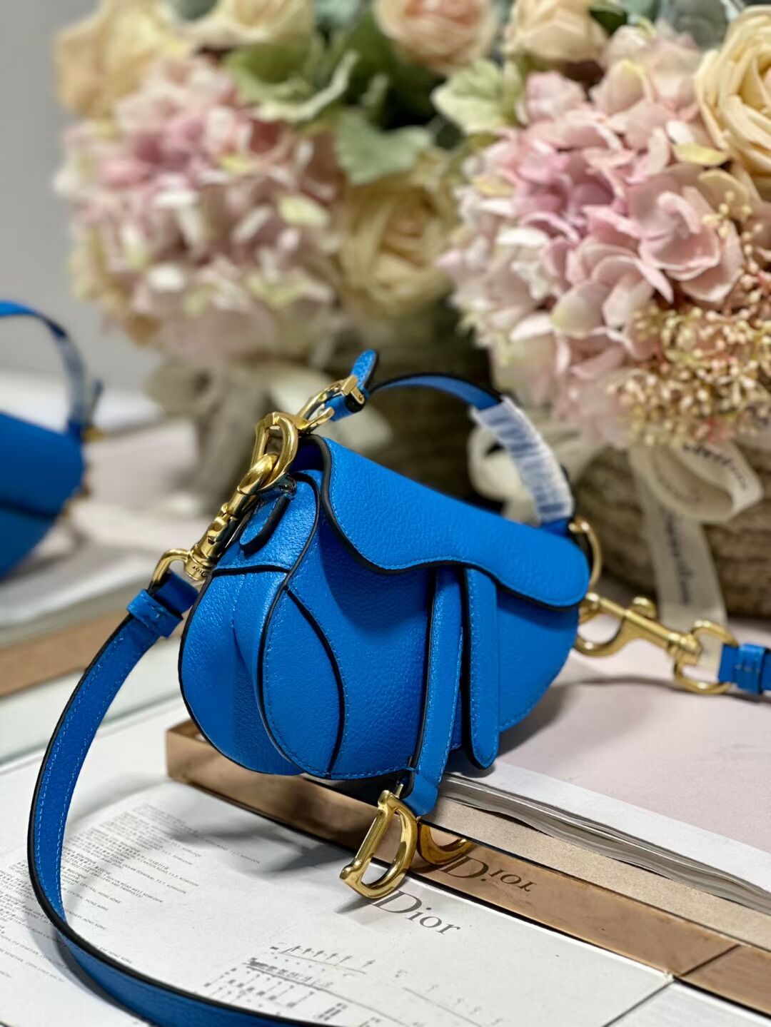 DIOR MICRO SADDLE BAG Antique Goatskin S5685CC blue