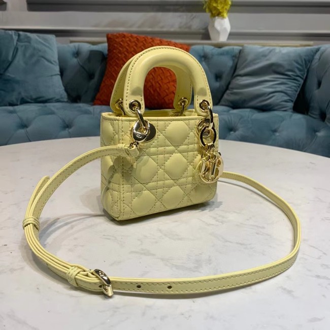 MICRO LADY DIOR BAG Mustard Yellow Cannage Lambskin S0856O