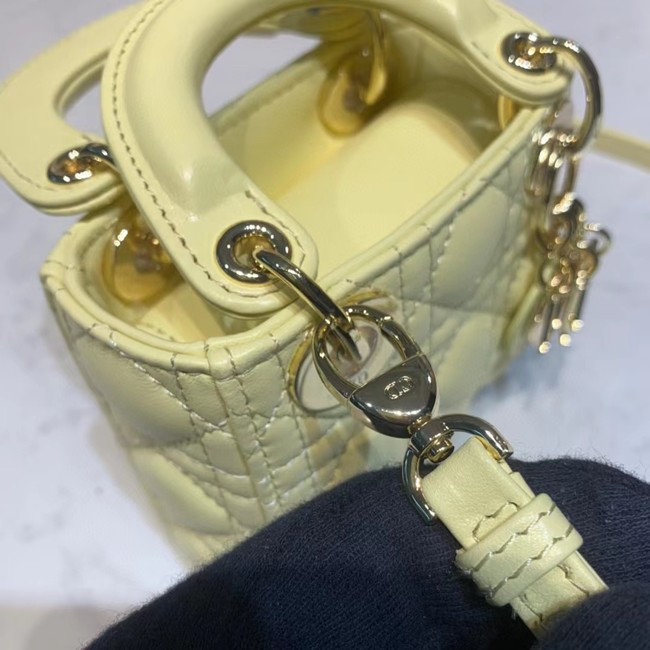 MICRO LADY DIOR BAG Mustard Yellow Cannage Lambskin S0856O