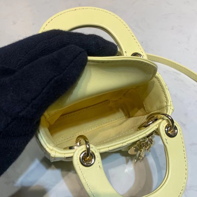 MICRO LADY DIOR BAG Mustard Yellow Cannage Lambskin S0856O