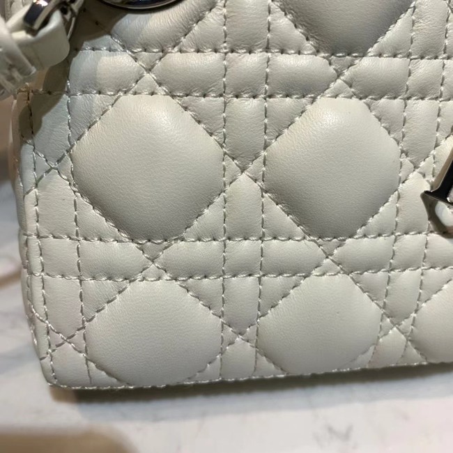 MICRO LADY DIOR BAG Scarlet Cannage Lambskin S0856O white&silver