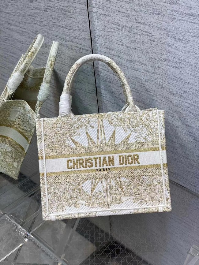 SMALL DIOR BOOK TOTE Dior Reve dInfini Embroidery with Gold-Tone Metallic Thread M1265ZR