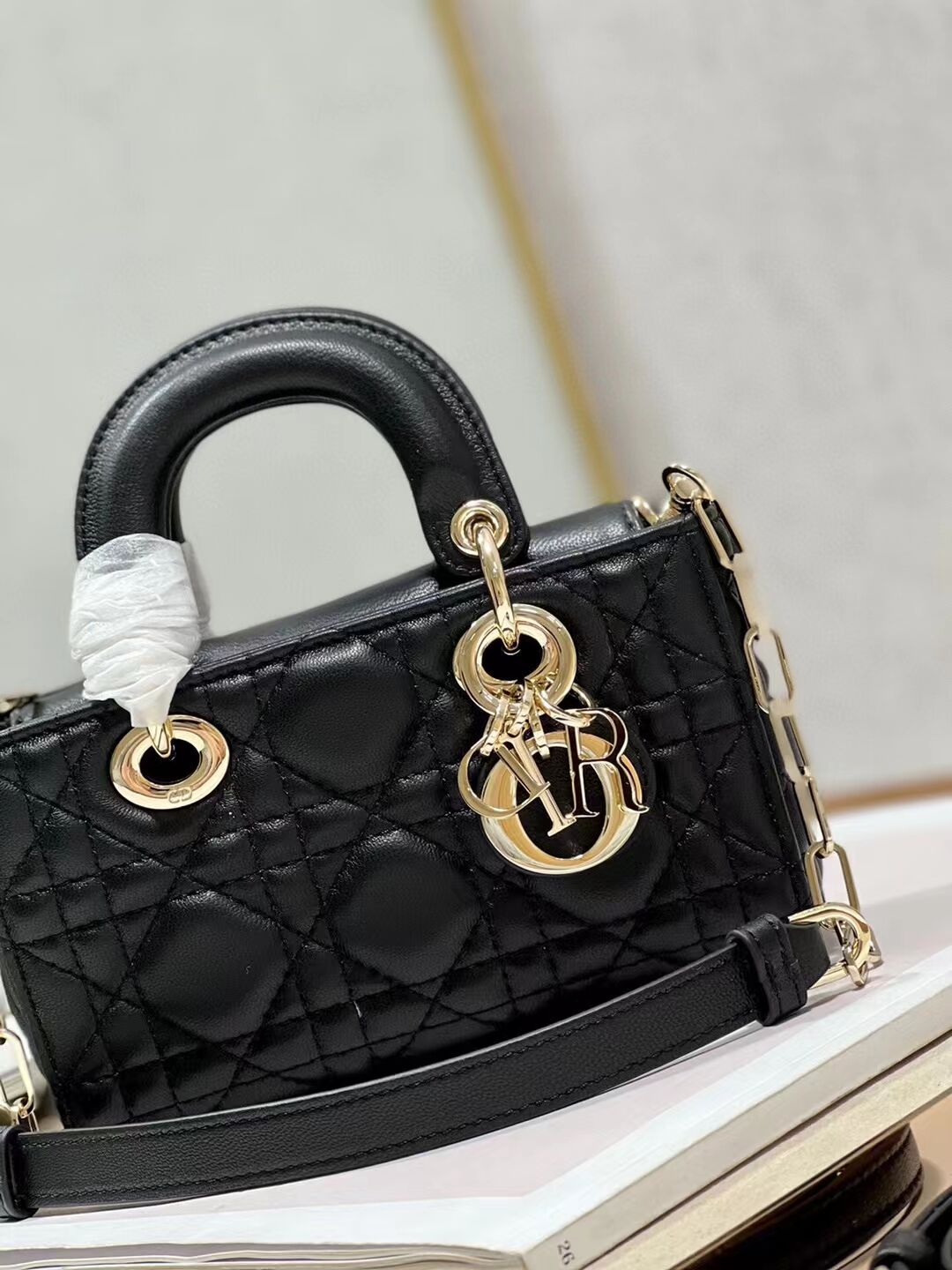 DIOR MICRO LADY D-JOY BAG Cannage Lambskin S0910 black