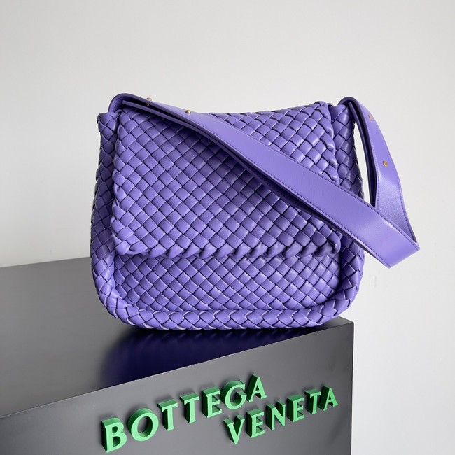 Bottega Veneta Small padded intreccio leather shoulder bag 709418 Purple