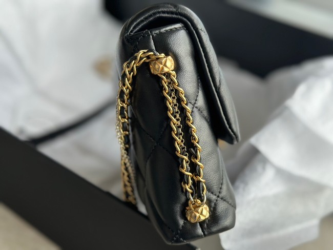 CHANEL FLAP BAG Lambskin & Gold-Tone Metal AS2563 black