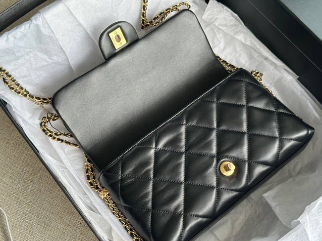 CHANEL FLAP BAG Lambskin & Gold-Tone Metal AS2563 black