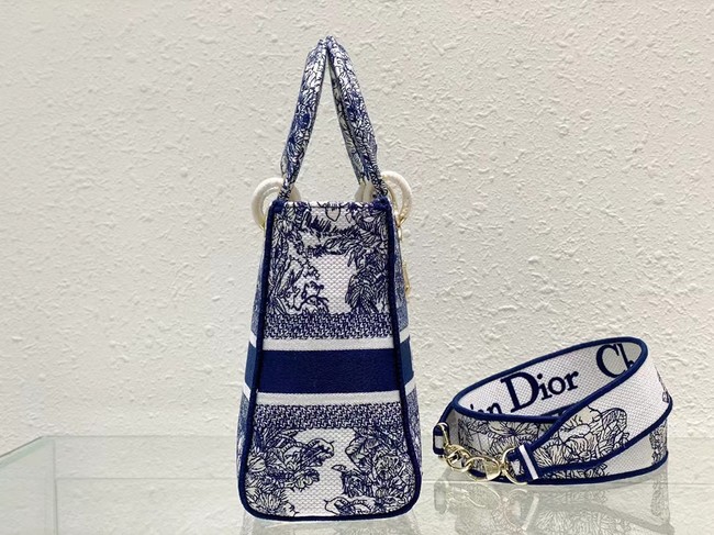 DIOR MEDIUM LADY D-LITE BAG Blue Multicolor Re ve dInfini Embroidery M0565O