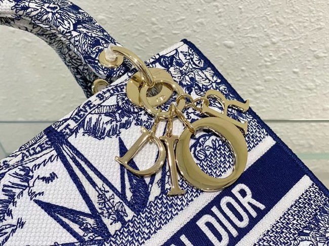 DIOR MEDIUM LADY D-LITE BAG Blue Multicolor Re ve dInfini Embroidery M0565O