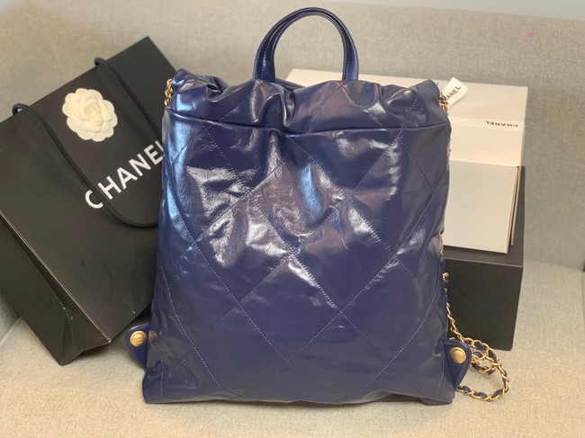 LARGE BACK PACK CHANEL 22 AS3313 DARK BLUE&GOLD