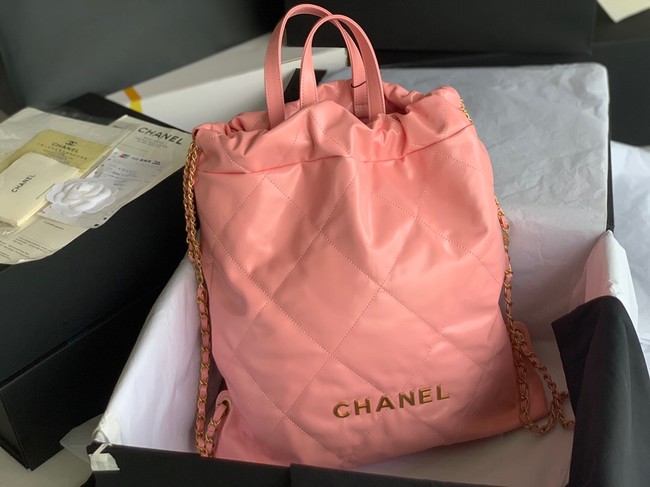 LARGE BACK PACK CHANEL 22 AS3313 LIGHT PINK&GOLD