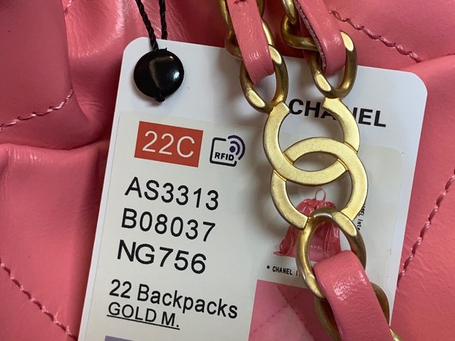 LARGE BACK PACK CHANEL 22 AS3313 PINK&GOLD
