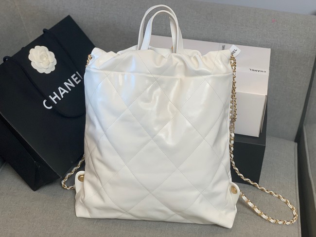LARGE BACK PACK CHANEL 22 AS3313 WHITE&GOLD