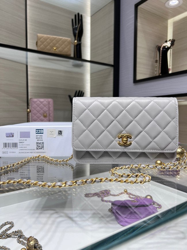 CHANEL WALLET ON CHAIN AP1450 light gray