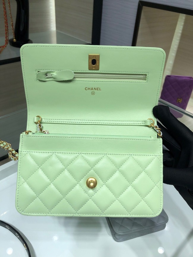 CHANEL WALLET ON CHAIN AP1450 light green