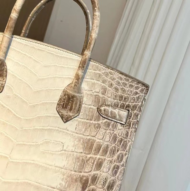 Hermes Birkin 30CM Original South African Nile Crocodile Leather Bag BK25 White&Gray