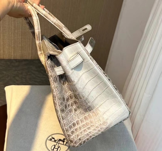 Hermes Birkin 30CM Original South African Nile Crocodile Leather Bag BK25 White&Gray