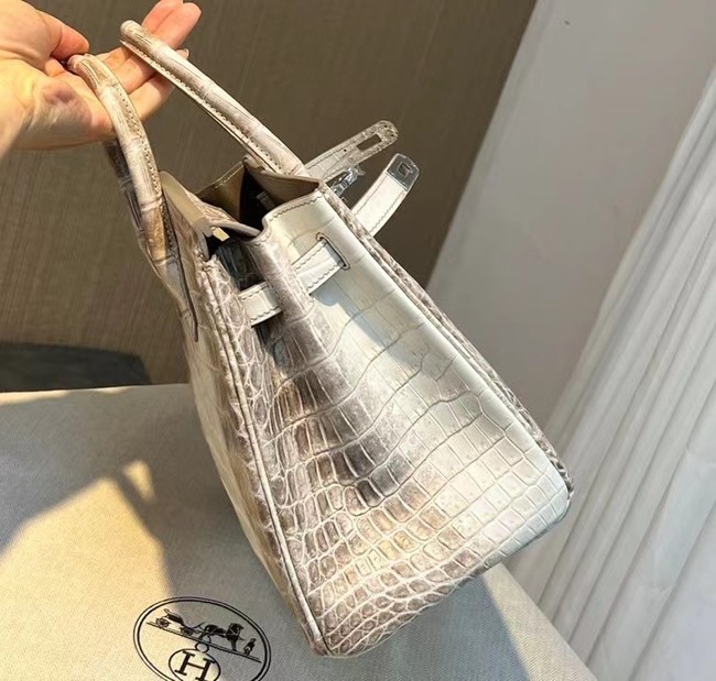 Hermes Birkin 30CM Original South African Nile Crocodile Leather Bag BK30 White&Gray