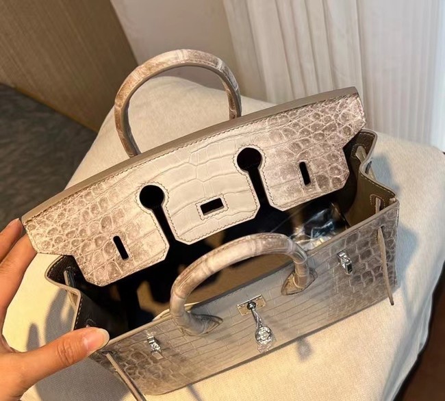 Hermes Birkin 30CM Original South African Nile Crocodile Leather Bag BK30 White&Gray