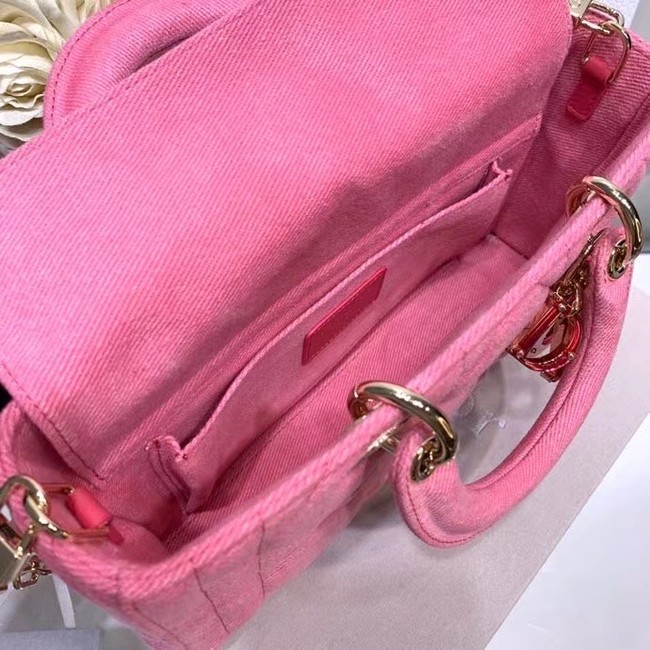 DIOR MEDIUM LADY D-JOY BAG Cannage Denim M0540O pink