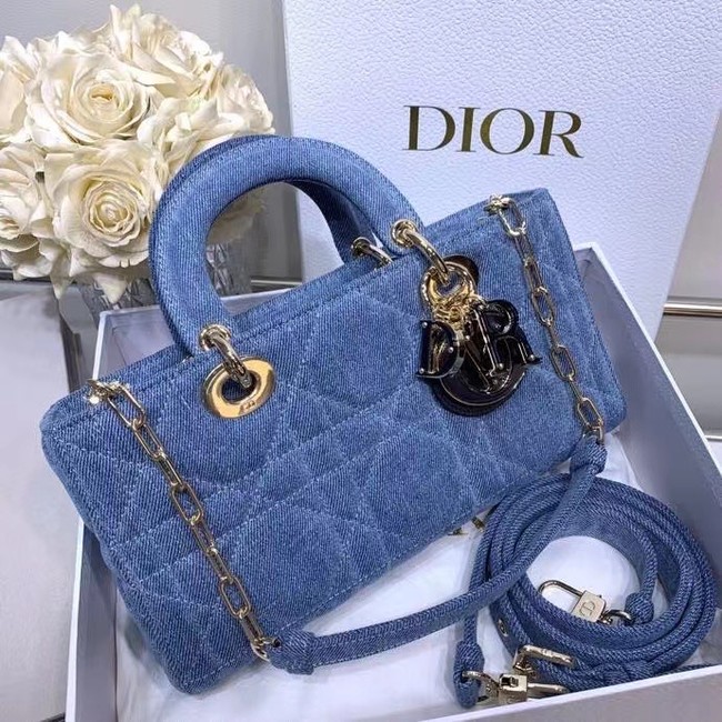 DIOR MEDIUM LADY D-JOY BAG Cannage Denim M0540O blue