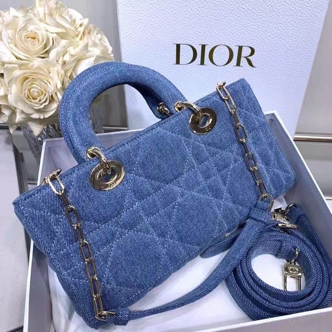 DIOR MEDIUM LADY D-JOY BAG Cannage Denim M0540O blue