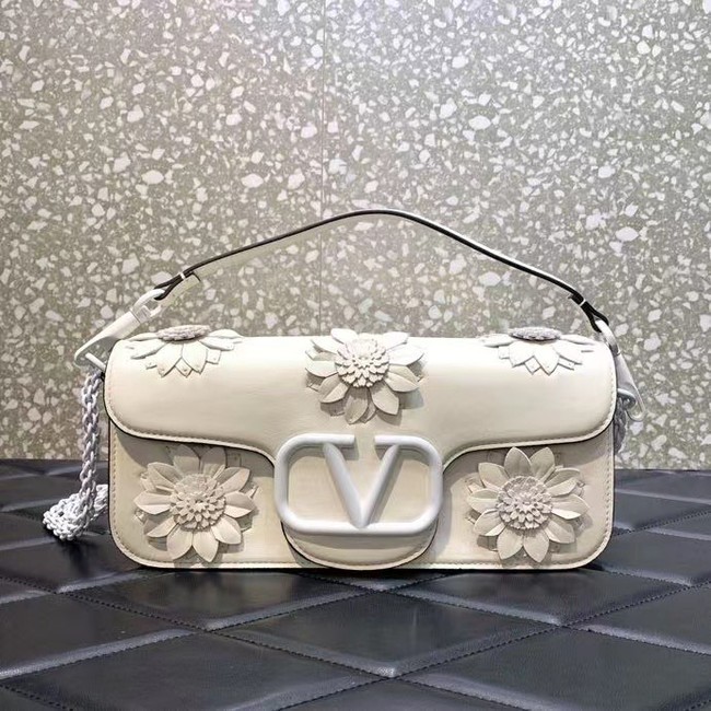 VALENTINO FLORAL TRIM LOCO BAG WB0K30P WHITE