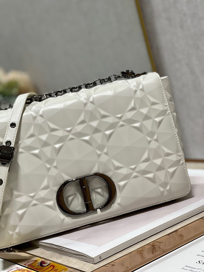 MEDIUM DIOR CARO BAG Cannage Calfskin with Diamond Motif M9241UW white&black