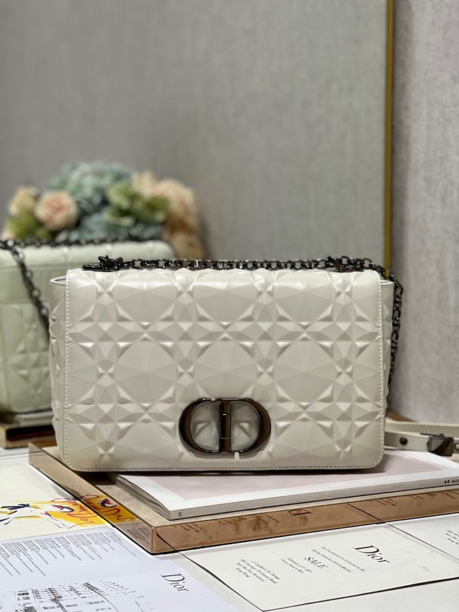 MEDIUM DIOR CARO BAG Cannage Calfskin with Diamond Motif M9241UW white&black