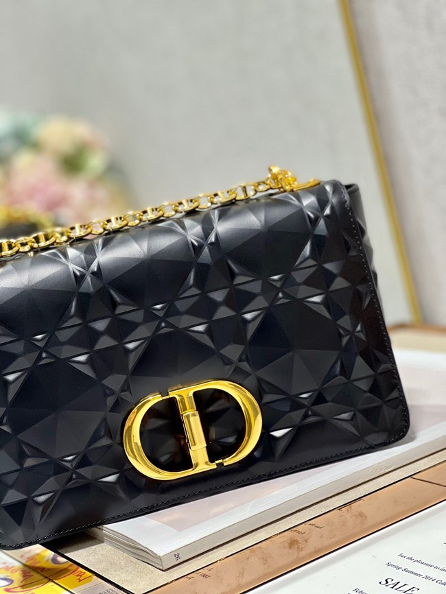 MEDIUM DIOR CARO BAG Cannage Calfskin with Diamond Motif M9242UW black&gold