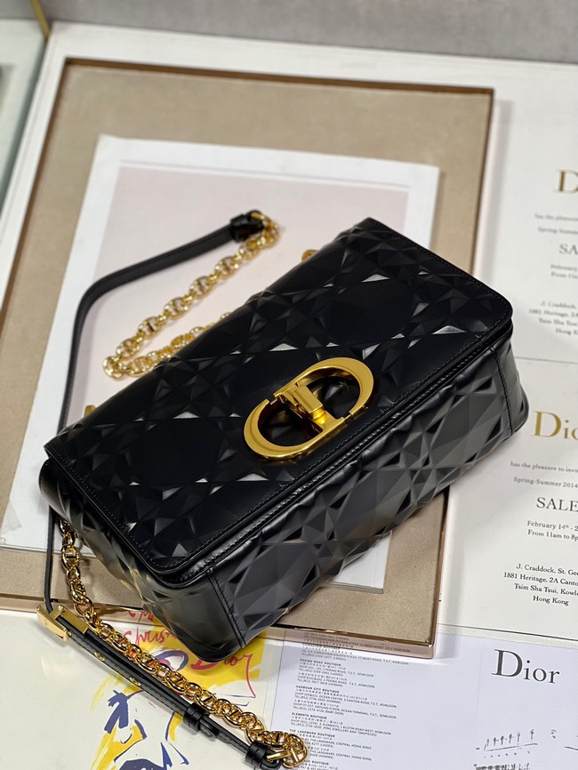 MEDIUM DIOR CARO BAG Cannage Calfskin with Diamond Motif M9242UW black&gold