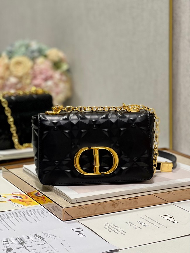 SMALL DIOR CARO BAG Cannage Calfskin with Diamond Motif M9243UW black&gold