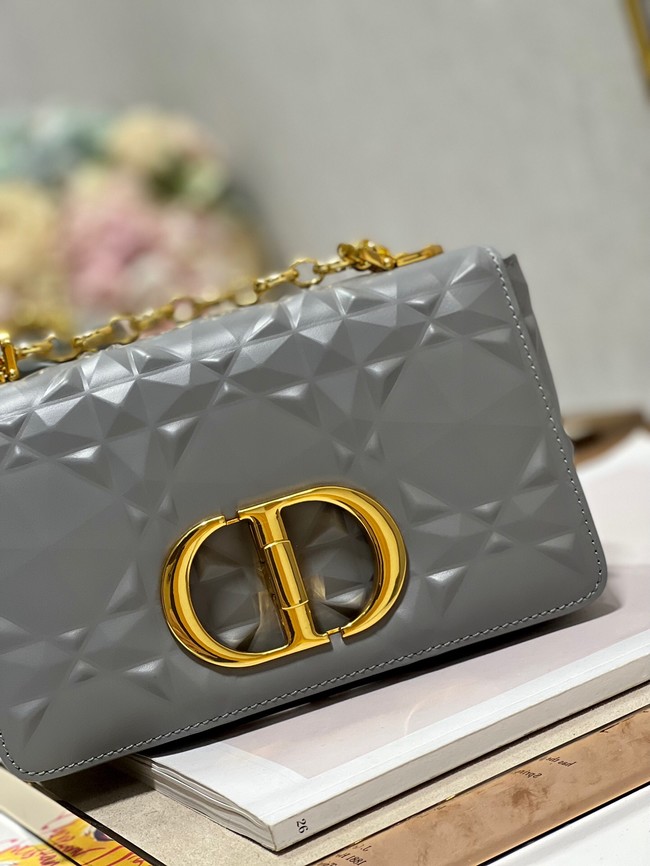 SMALL DIOR CARO BAG Cannage Calfskin with Diamond Motif M9243UW gray&gold