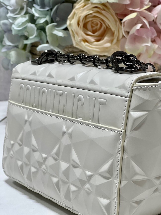 SMALL DIOR CARO BAG Cannage Calfskin with Diamond Motif M9243UW white&black