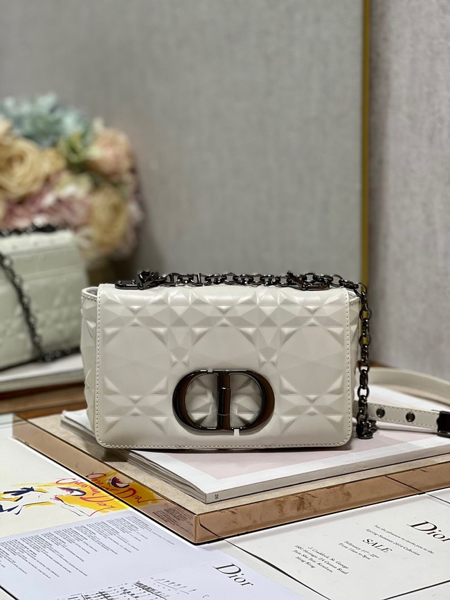 SMALL DIOR CARO BAG Cannage Calfskin with Diamond Motif M9243UW white&black