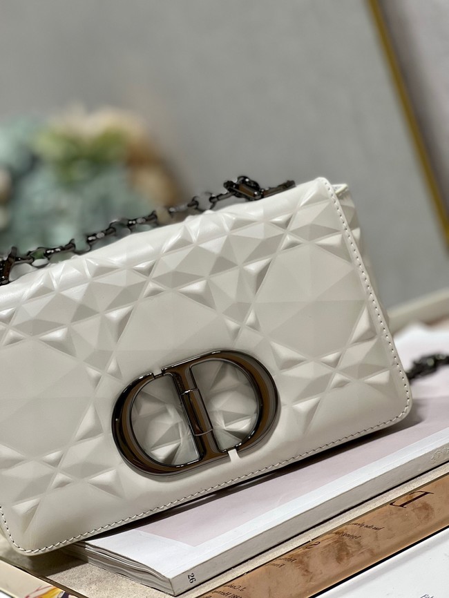 SMALL DIOR CARO BAG Cannage Calfskin with Diamond Motif M9243UW white&black