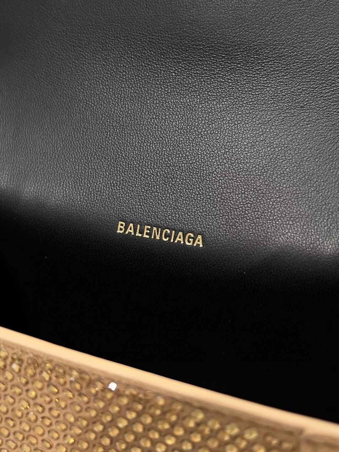 Balenciaga WOMENS HOURGLASS XS HANDBAG WITH RHINESTONES 283328 IN PINK