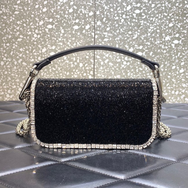 VALENTINO MINI LOCO imitation crystal shoulder bag WB0K53SL black